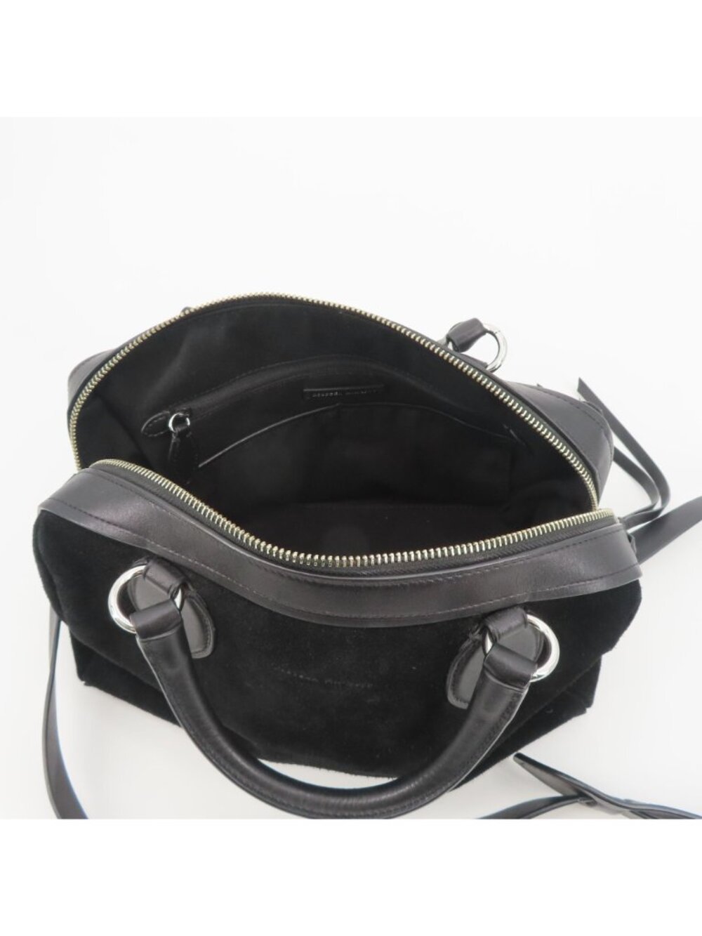 Rebecca Minkoff Pippa Duffle Black Suede Leather Crossbody Handbag Purse Bag - Picture 11 of 15